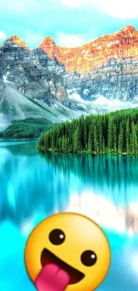 This phone live wallpaper is a perfect backdrop for your mobile device, featuring a serene lake with a towering mountain range as the backdrop