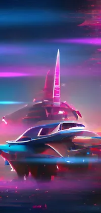 This phone live wallpaper features a futuristic car flying over a nighttime city