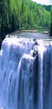 Transform your phone with our incredible live wallpaper featuring a stunning waterfall set in the midst of a serene forest