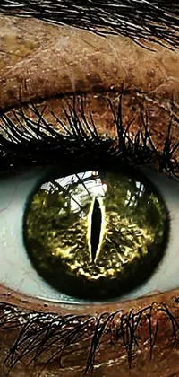 Looking for an eye-catching live wallpaper that stands out on your phone screen? Check out this fantastic close-up of someone's eye with a gold and green cat's eye dominating the pupil
