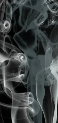 This phone live wallpaper features a digital art depiction of smoke on a black background