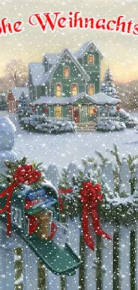 This live wallpaper showcases a magical snowy scene perfect for winter enthusiasts