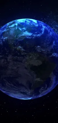 This live wallpaper features a breathtaking view of earth as seen from space, complete with twinkling stars in the background