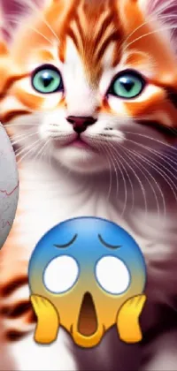 Bring your phone to life with a playful live wallpaper featuring a furry cat staring intently at a colorful frisbee floating in front of it