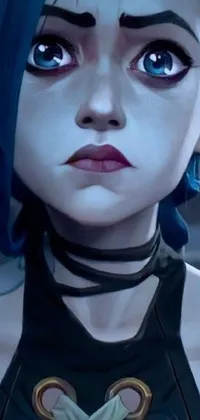 Add a futuristic touch to your phone's screen with this stunning live wallpaper featuring a young cyborg girl with captivating blue hair