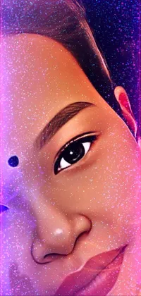 Looking for a stunning live wallpaper that will add some edginess to your phone? Check out this digital painting of a smoked-face woman with an India tika third eye
