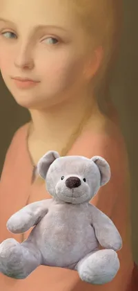 This live wallpaper for your phone features a breathtaking painting of a young girl wearing a pink shirt