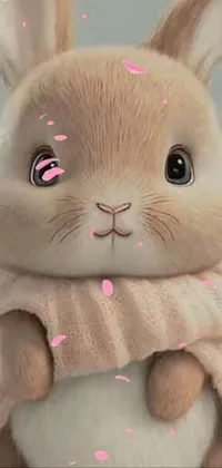 This phone live wallpaper showcases an adorable stuffed animal donning a scarf