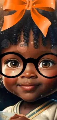 This mobile wallpaper depicts a cute young girl with round glasses fully immersed in her book, courtesy of Pixar