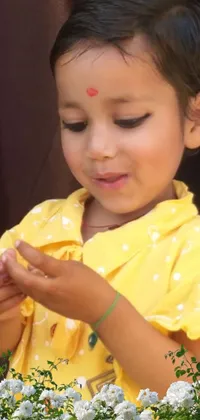 This live wallpaper features two images of a little girl in a yellow dress