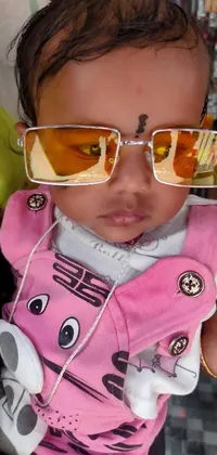 This captivating phone live wallpaper showcases a close-up of a child sporting sleek sunglasses with intricate details