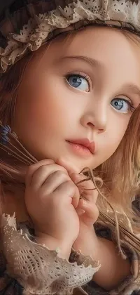Looking for a stunning phone live wallpaper to add some personality to your Android device? Check out this incredible close-up of a child wearing a hat in a photorealistic painting style that beautifully captures innocence and childhood