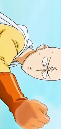 This live phone wallpaper depicts a close-up of a bald individual in the midst of a fighting stance, as illustrated by Hiromu Arakawa and featured on Tumblr