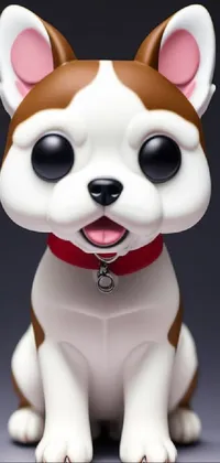 This phone live wallpaper showcases a delightful image of a pop art-inspired toy dog with a highly detailed, anime figurine style