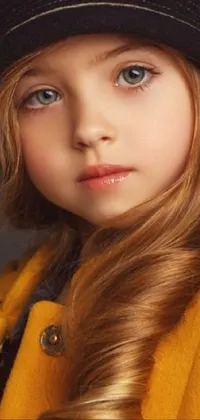 This digital art phone live wallpaper depicts a charming child with a vintage hat, captured in a moment of innocence