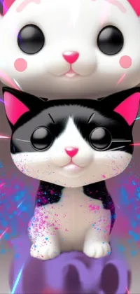 This live wallpaper features a detailed vector art of a cat figurine in close up view