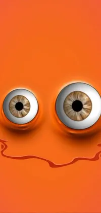 This phone live wallpaper boasts a close-up vector art of two eyes on a vibrant orange background