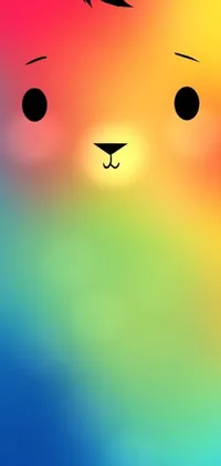 Brighten up your phone screen with this fun rainbow-colored bear face phone live wallpaper