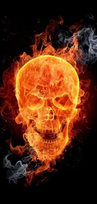 Introducing a stunning live wallpaper for your phone featuring a flaming skull with intricate face paint