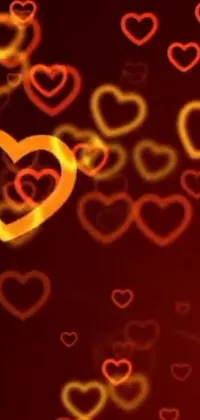 This captivating live wallpaper features floating hearts in shades of red and orange, adding a romantic vibe to your smartphone