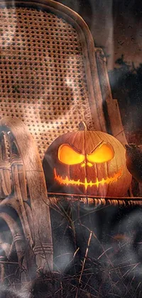 Get in the festive spirit with this Halloween pumpkin phone live wallpaper