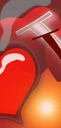 This live wallpaper features a red heart with a hammer protruding from it that symbolizes emotions, including love and passion, with a pop art spin