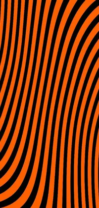 This abstract live wallpaper features bold orange and black stripes with black and white cross contour lines