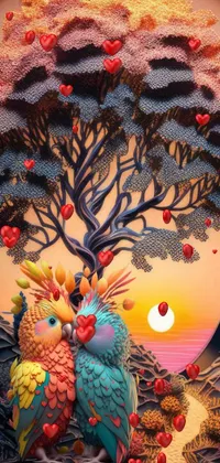 Orange Bird Art Live Wallpaper