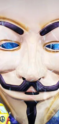 The V for Vendetta Live Wallpaper showcases the celebrated Guy Fawkes mask in detailed artwork