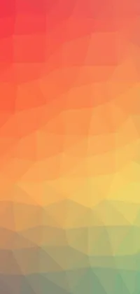 This colorful phone live wallpaper boasts low polygonal shapes in a variety of sizes and a vibrant color field featuring a gradient of red to yellow