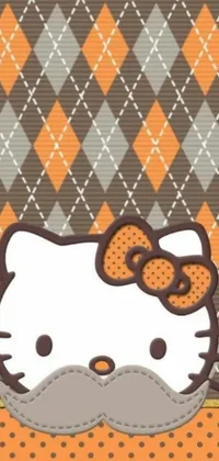 This playful phone live wallpaper features a unique twist on the iconic Hello Kitty character - a mustache! The digital artwork showcases a striking combination of gray and orange hues, creating an eye-catching display that pops off your iPhone screen in beautiful brown shades