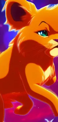This dynamic phone live wallpaper brings the beloved lion cub from The Lion King into your device, showcased in captivating digital art