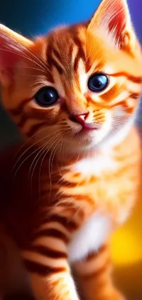 Enjoy the charm of this stunning digital art live wallpaper featuring a sweet kitten