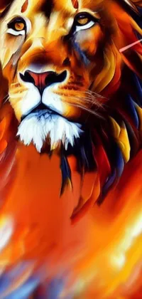 Get ready to add some fiery style to your phone with this captivating lion painting live wallpaper
