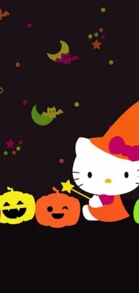 Add some Halloween fun to your phone with this Hello Kitty live wallpaper, featuring pop art pumpkins and vivid technicolor with adorable emoticons 😃😀😄☺️🙃😉😗