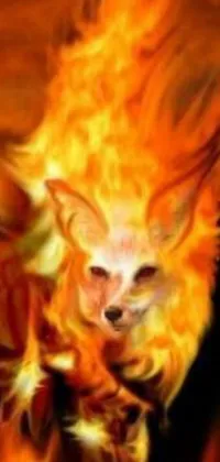 This dynamic live wallpaper features a fennec fox animal running fearlessly through fiery surroundings