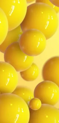 This lively phone wallpaper showcases a group of floating yellow balls in a stunning digital art design
