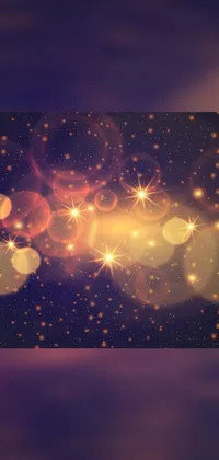 This stunning phone live wallpaper features a gorgeous digital art depiction of twinkling stars against a shiny gold vector background