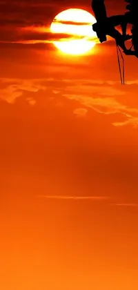 This live wallpaper features a group of climbers scaling the side of a mountain against a breathtaking sunset sky
