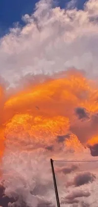 This live phone wallpaper features an orange fire-colored cloud with a dynamic image of the god of nature