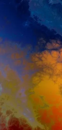 This phone live wallpaper showcases a stunning close-up of a colorful sky filled with fluffy clouds