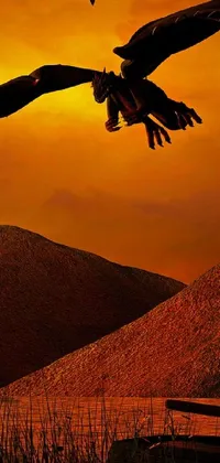 Enjoy the beauty of nature with this stunning phone live wallpaper featuring a raptor flying over a green forest