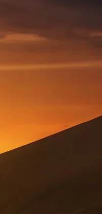 This impressive phone live wallpaper showcases a breathtaking sunset scene in which a horse is ridden through the empty desert landscapes