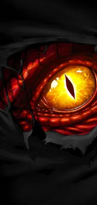 This phone live wallpaper features a mesmerizing close-up of a cat's eye with a flickering candle inside, surrounded by a digital image of a lava-based dragon