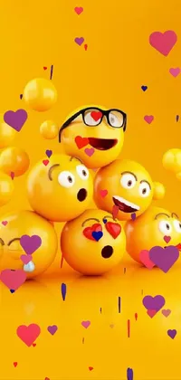 Brighten up your phone with this lively, 3D yellow emoticons live wallpaper