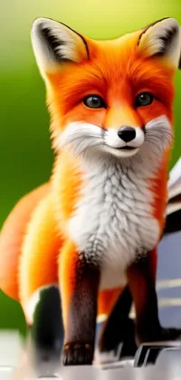 This phone live wallpaper features a delightful toy fox perched atop a digital piano painting