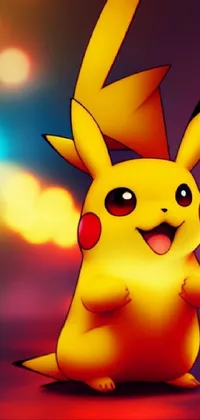 Enhance your phone background with this lively Pokemon wallpaper featuring a close-up of Pikachu