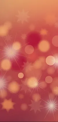 This live wallpaper showcases a stunning red and yellow background filled with twinkling stars, animated snowflakes, and a warm red orange lighting