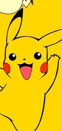 This lively phone wallpaper features a whimsical depiction of Pikachu, a beloved Pokemon character