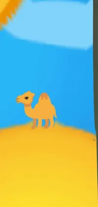This phone live wallpaper showcases a beautiful camel in a desert landscape